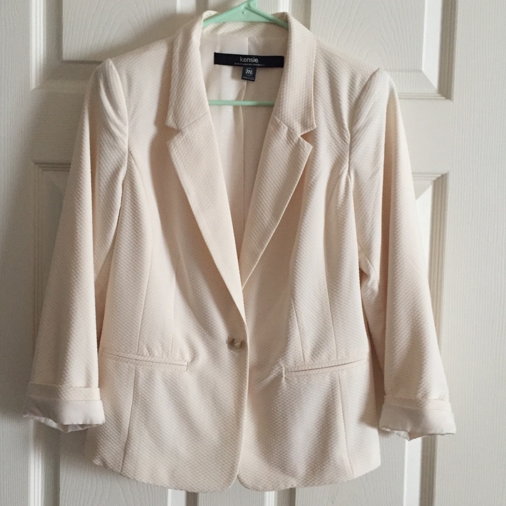 Cream, waffle material Blazer